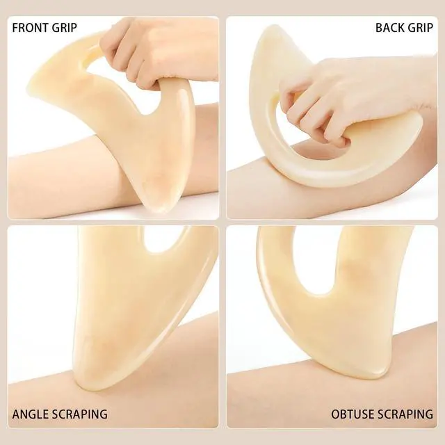 Alt view image 4 of 6 - Large gua sha Massage Tool, Lymphatic Drainage Massager,Muscle Scraping Massage Tools,Body Sculpting Anti Cellulite Tools for Man and Women (Bone)
