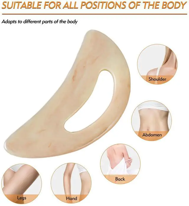 Alt view image 3 of 6 - Large gua sha Massage Tool, Lymphatic Drainage Massager,Muscle Scraping Massage Tools,Body Sculpting Anti Cellulite Tools for Man and Women (Bone)