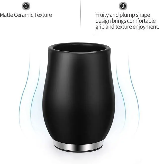 Alt view image 5 of 6 - Bathroom Accessories Set 4 Pcs Toothbrush Holder Soap Dispenser Ceramic Bathroom Accessory Set with Toothbrush Cup Soap Dish Tumbler Black