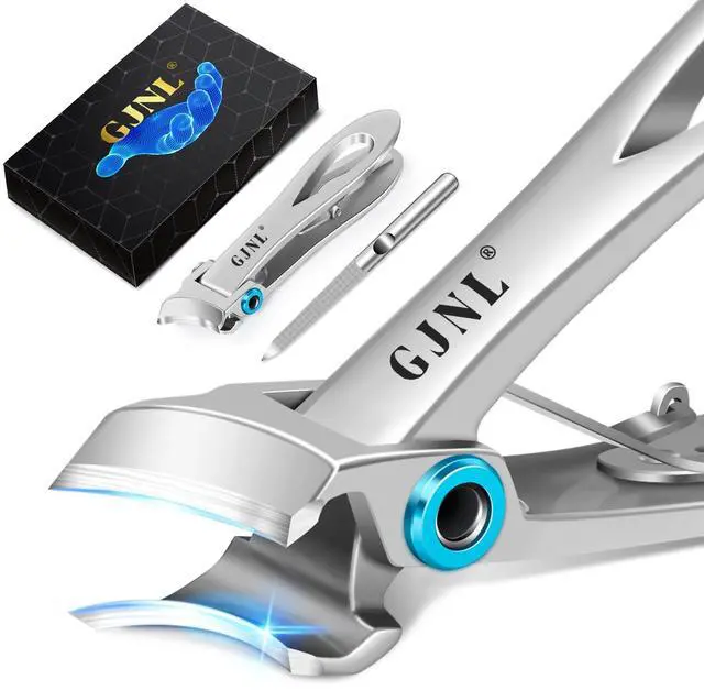 Main image of Toenail Clippers for Seniors Toenails, Heavy Duty Nail Clippers for Men Thick Nails with Wide Jaw Opening, Slanted Curved Large Fingernail Clippers, Sliver