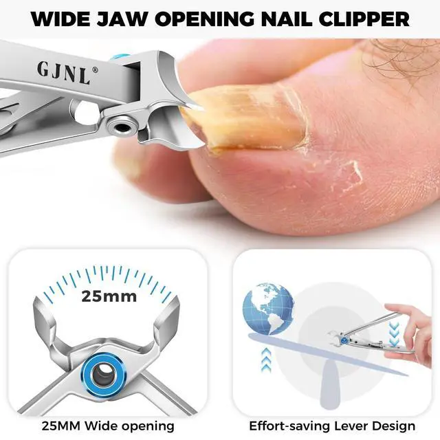 Alt view image 5 of 7 - Toenail Clippers for Seniors Toenails, Heavy Duty Nail Clippers for Men Thick Nails with Wide Jaw Opening, Slanted Curved Large Fingernail Clippers, Sliver