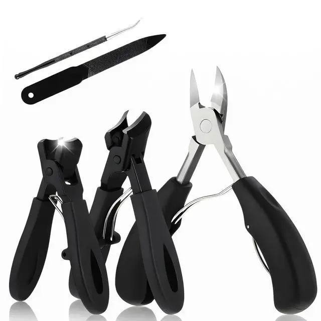 Main image of 5Pcs Thick Toenail Clippers for Seniors Heavy Duty Toenail Clippers Toe Nail Clippers for Thick Nails for Seniors Large Ingrown Long Handled Thick Nail Clipper Angled Head for Men