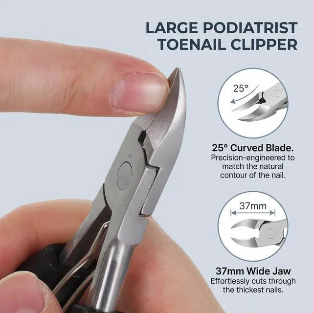 Alt view image 3 of 7 - 5Pcs Thick Toenail Clippers for Seniors Heavy Duty Toenail Clippers Toe Nail Clippers for Thick Nails for Seniors Large Ingrown Long Handled Thick Nail Clipper Angled Head for Men