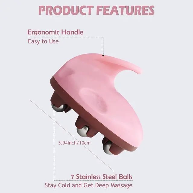 Alt view image 5 of 7 - Lymphatic Massage Roller for Cellulite Remover Body Sculpting - Handheld Cellulite Massage Tool for Body Bloat Blood Circulation Lymphatic Drainage Pink