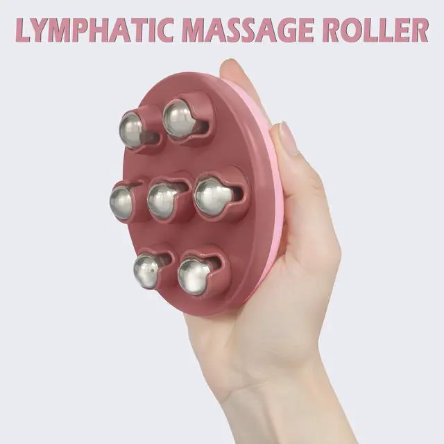 Alt view image 7 of 7 - Lymphatic Massage Roller for Cellulite Remover Body Sculpting - Handheld Cellulite Massage Tool for Body Bloat Blood Circulation Lymphatic Drainage Pink