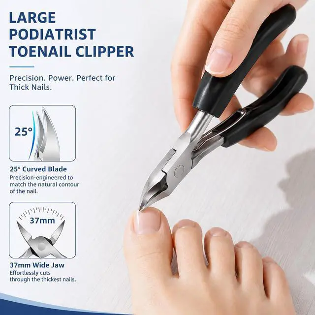 Alt view image 4 of 7 - 5Pcs Thick Toenail Clippers for Seniors Heavy Duty Toenail Clippers Toe Nail Clippers for Thick Nails for Seniors Large Ingrown Long Handled Thick Nail Clipper Angled Head for Men