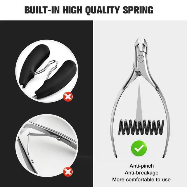 Alt view image 3 of 7 - Wide Jaw Thick Toenail Clippers Thick Toenails - Precision Stainless Steel Toe Nail Clippers for Thick Nails for Seniors with Catcher - Silver