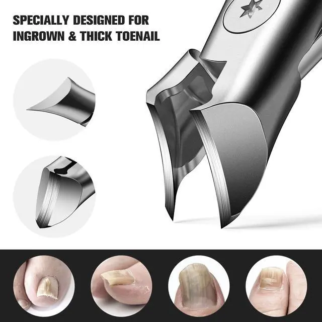 Alt view image 4 of 7 - Wide Jaw Thick Toenail Clippers Thick Toenails - Precision Stainless Steel Toe Nail Clippers for Thick Nails for Seniors with Catcher - Silver