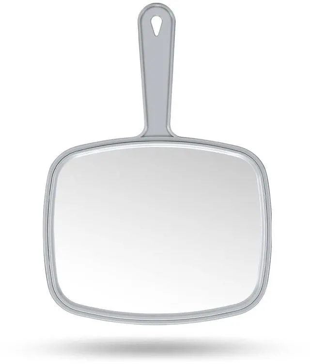 Main image of Hand Mirror Salon Barber Hairdressing Handheld Mirror with Handle (Square Grey 7.4 x 10.3 inches)