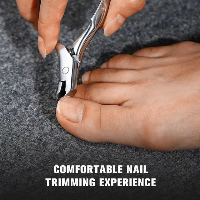 Alt view image 6 of 7 - Wide Jaw Thick Toenail Clippers Thick Toenails - Precision Stainless Steel Toe Nail Clippers for Thick Nails for Seniors with Catcher - Silver