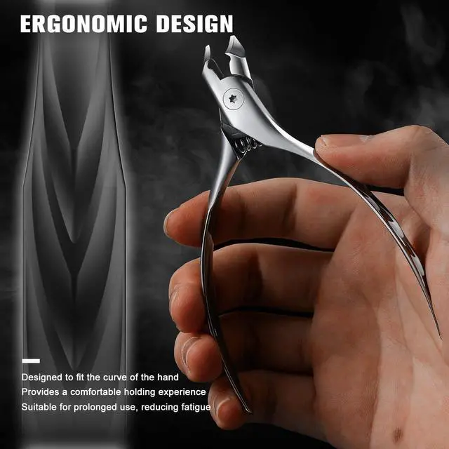 Alt view image 5 of 7 - Wide Jaw Thick Toenail Clippers Thick Toenails - Precision Stainless Steel Toe Nail Clippers for Thick Nails for Seniors with Catcher - Silver