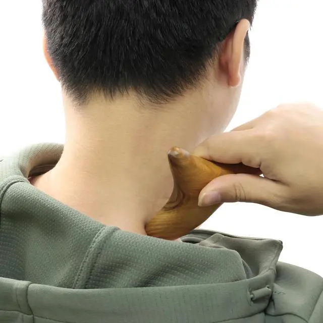 Alt view image 6 of 7 - 2PCS Reflexology Tools Wood Body Massager Triangle Gua Sha Board Scraping Board Foot Massage Stick Tool Head Neck Hand Waist Calf Leg Foot Massager (Camphor Wood)