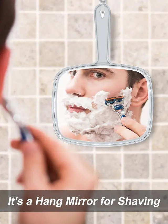 Alt view image 4 of 7 - Hand Mirror Salon Barber Hairdressing Handheld Mirror with Handle (Square Grey 7.4 x 10.3 inches)