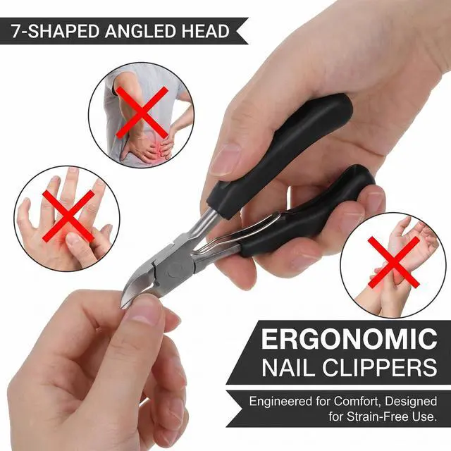 Alt view image 5 of 7 - 5Pcs Thick Toenail Clippers for Seniors Heavy Duty Toenail Clippers Toe Nail Clippers for Thick Nails for Seniors Large Ingrown Long Handled Thick Nail Clipper Angled Head for Men