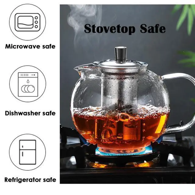 Alt view image 4 of 7 - Glass Teapot with Removable Infuser 650ml/22oz Glass Tea Kettle Teapot blooming Loose Leaf Tea pot Tea Maker Stovetop Safe (22.0, Fluid Ounces)
