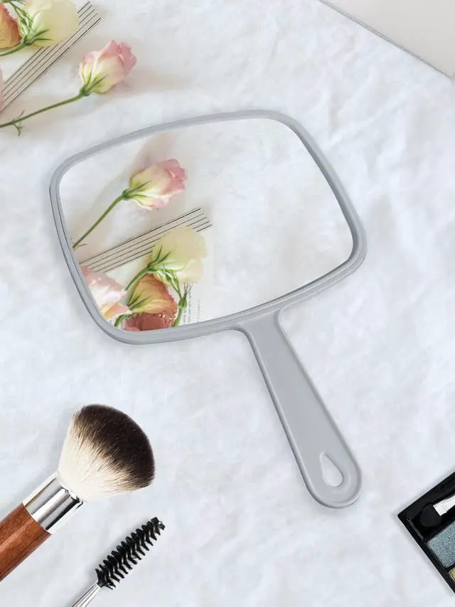 Alt view image 6 of 7 - Hand Mirror Salon Barber Hairdressing Handheld Mirror with Handle (Square Grey 7.4 x 10.3 inches)