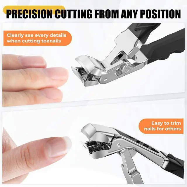 Alt view image 2 of 5 - Nail Clippers for Seniors Thick Nails with Angled Head, Large Toenail Clippers for Thick Toenails with Wide Opening, Heavy Duty Sharp Fingernail Clipper with Catcher Gifts for Men Women Adults