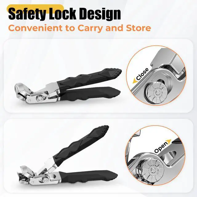 Alt view image 3 of 5 - Nail Clippers for Seniors Thick Nails with Angled Head, Large Toenail Clippers for Thick Toenails with Wide Opening, Heavy Duty Sharp Fingernail Clipper with Catcher Gifts for Men Women Adults