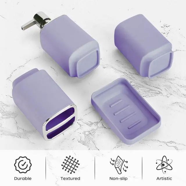 Alt view image 4 of 6 - 4Pack Bathroom Accessories Set, Bohemian Bathroom Sink Set, Contain Soap Dispenser, Toothbrush Holder, Soap Dish & Mouthwash Cup,Square soap and Toothbrush Holder Set