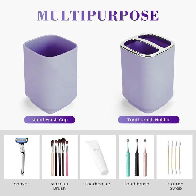 Alt view image 6 of 6 - 4Pack Bathroom Accessories Set, Bohemian Bathroom Sink Set, Contain Soap Dispenser, Toothbrush Holder, Soap Dish & Mouthwash Cup,Square soap and Toothbrush Holder Set