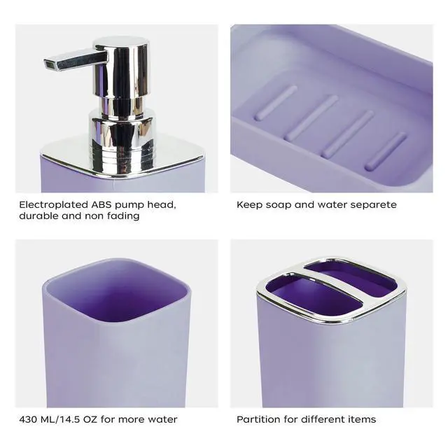 Alt view image 5 of 6 - 4Pack Bathroom Accessories Set, Bohemian Bathroom Sink Set, Contain Soap Dispenser, Toothbrush Holder, Soap Dish & Mouthwash Cup,Square soap and Toothbrush Holder Set