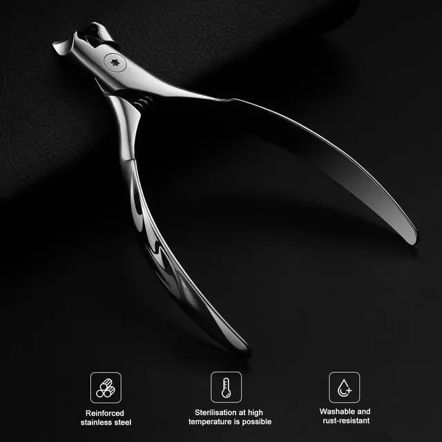 Alt view image 7 of 7 - Wide Jaw Thick Toenail Clippers Thick Toenails - Precision Stainless Steel Toe Nail Clippers for Thick Nails for Seniors with Catcher - Silver