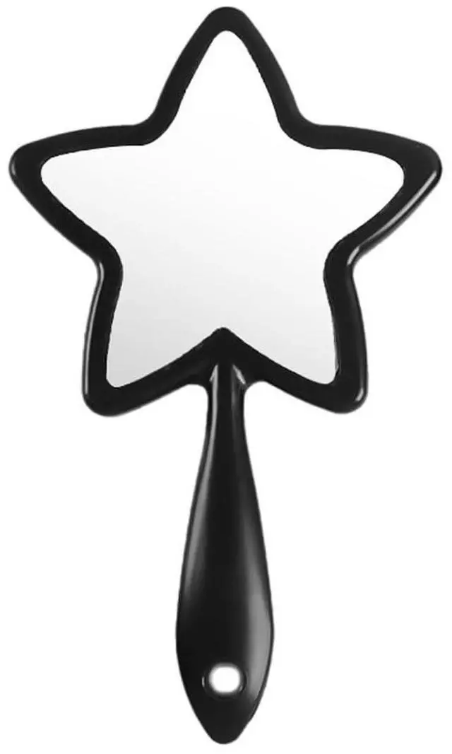 Main image of 1Pc Star-Shaped Handheld Mirrors Plastic Travel Makeup Handheld Cosmetic Mirror Personal Portable Handle Mirror for Face Makeup, Travel, Camping, Home, Black