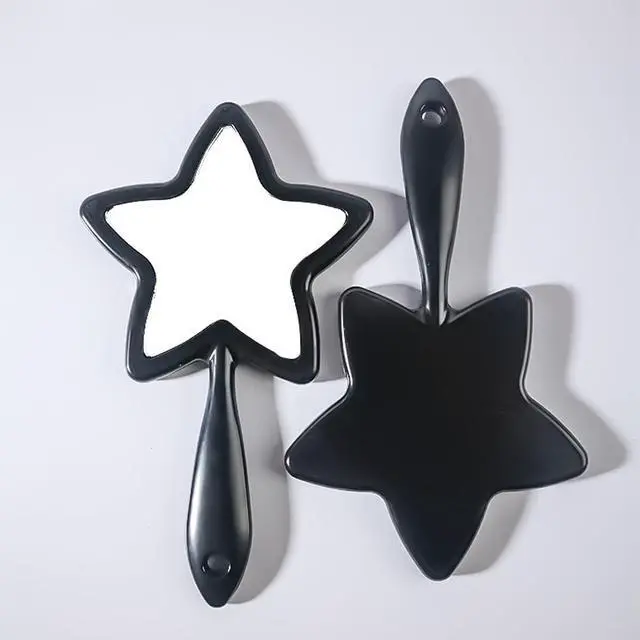 Alt view image 3 of 7 - 1Pc Star-Shaped Handheld Mirrors Plastic Travel Makeup Handheld Cosmetic Mirror Personal Portable Handle Mirror for Face Makeup, Travel, Camping, Home, Black