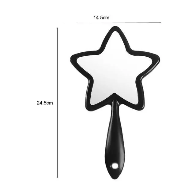 Alt view image 2 of 7 - 1Pc Star-Shaped Handheld Mirrors Plastic Travel Makeup Handheld Cosmetic Mirror Personal Portable Handle Mirror for Face Makeup, Travel, Camping, Home, Black