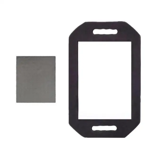 Main image of Large Rectangular Hand Mirror with Double Handle, Salon-Grade, Black Foam Frame, 16"L x 9.8"W, Floor Mount, Modern Style