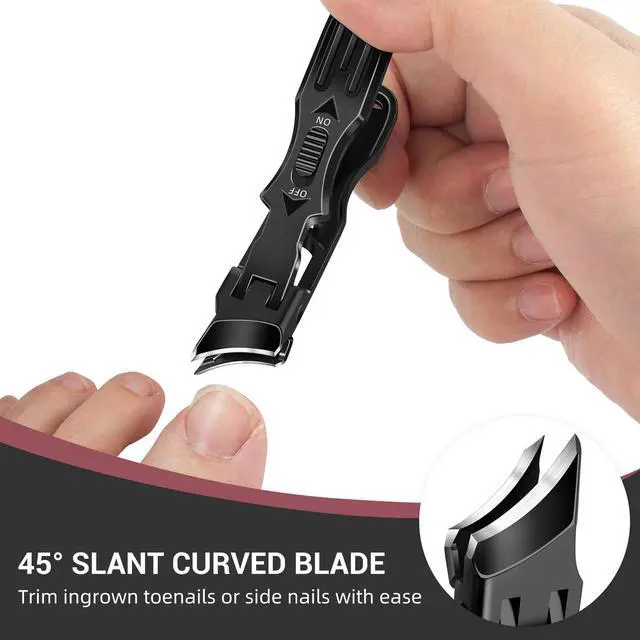 Alt view image 2 of 7 - Toenail Clippers for Thick Toenails with Wide Opening, Large Heavy Duty Slant Nail Clippers for Seniors Thick Nails, Long Handle Sharp Ingrown Toe Nail Clippers Gifts for Men Women Adults, Black