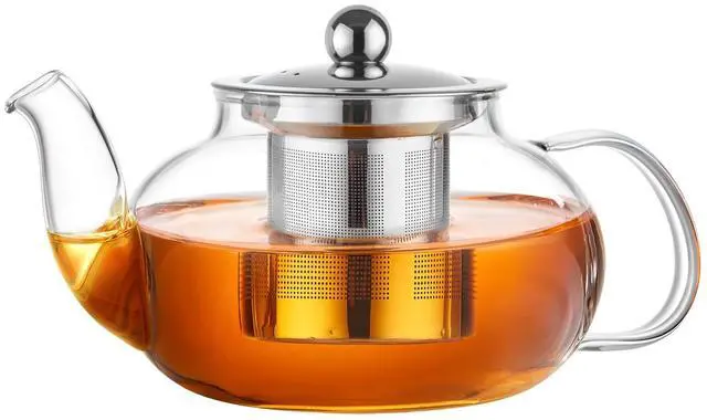 Main image of Glass Teapot Stovetop 20 OZ/600ml, Tea pot with Removable 18/8 Stainless Steel Infuser, Borosilicate Clear Tea Kettle, Teapot Blooming and Loose Leaf Tea Maker Tea Brewer for Camping, Travel
