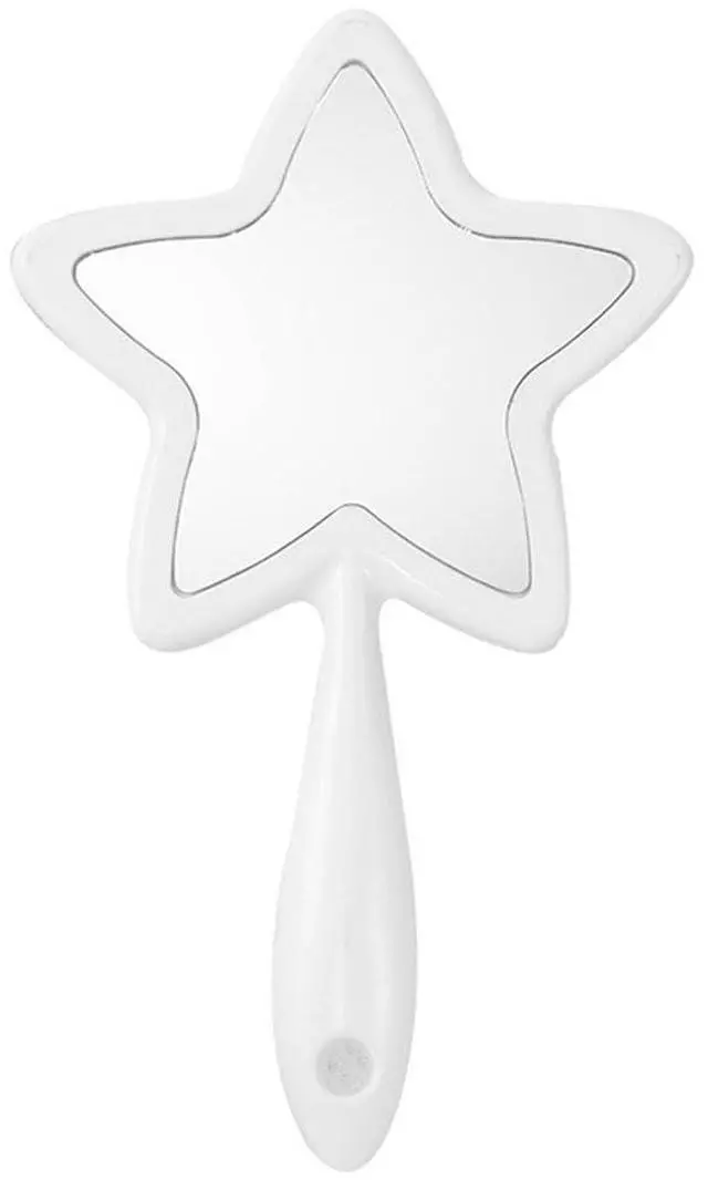 Main image of 1Pc Star-Shaped Handheld Mirrors Plastic Travel Makeup Handheld Cosmetic Mirror Personal Portable Handle Mirror for Face Makeup, Travel, Camping, Home, White