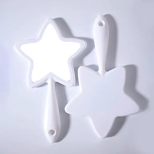 Alt view image 3 of 7 - 1Pc Star-Shaped Handheld Mirrors Plastic Travel Makeup Handheld Cosmetic Mirror Personal Portable Handle Mirror for Face Makeup, Travel, Camping, Home, White