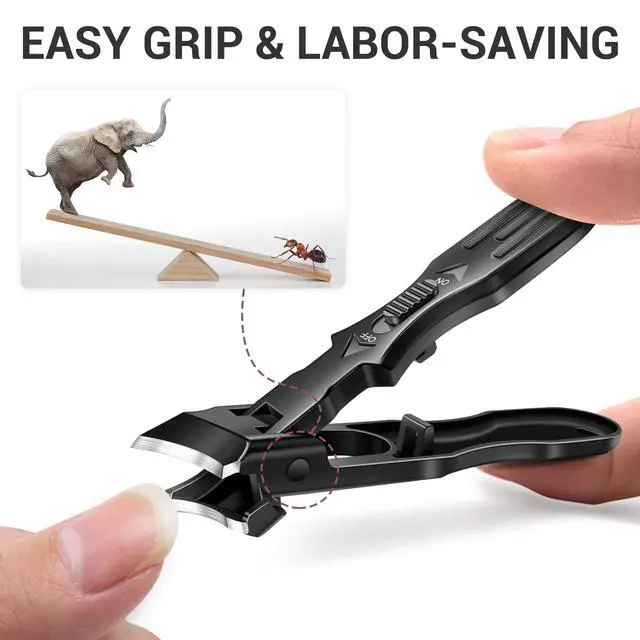 Alt view image 5 of 7 - Toenail Clippers for Thick Toenails with Wide Opening, Large Heavy Duty Slant Nail Clippers for Seniors Thick Nails, Long Handle Sharp Ingrown Toe Nail Clippers Gifts for Men Women Adults, Black
