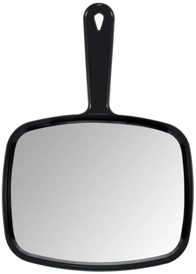 Main image of Hand Mirror,9.3" L x 6.7" W Salon Barber Hairdressing Handheld Mirror with Handle, Square Black