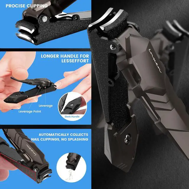 Alt view image 3 of 7 - Nail Clippers for Thick Nails, INXEN Nail Clippers with Extre Wide Jaw Opening for Hard Toenails, Stainless Steel Nail Clippers Nail Cutter Set for Men Women Senior