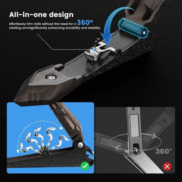 Alt view image 7 of 7 - Nail Clippers for Thick Nails, INXEN Nail Clippers with Extre Wide Jaw Opening for Hard Toenails, Stainless Steel Nail Clippers Nail Cutter Set for Men Women Senior
