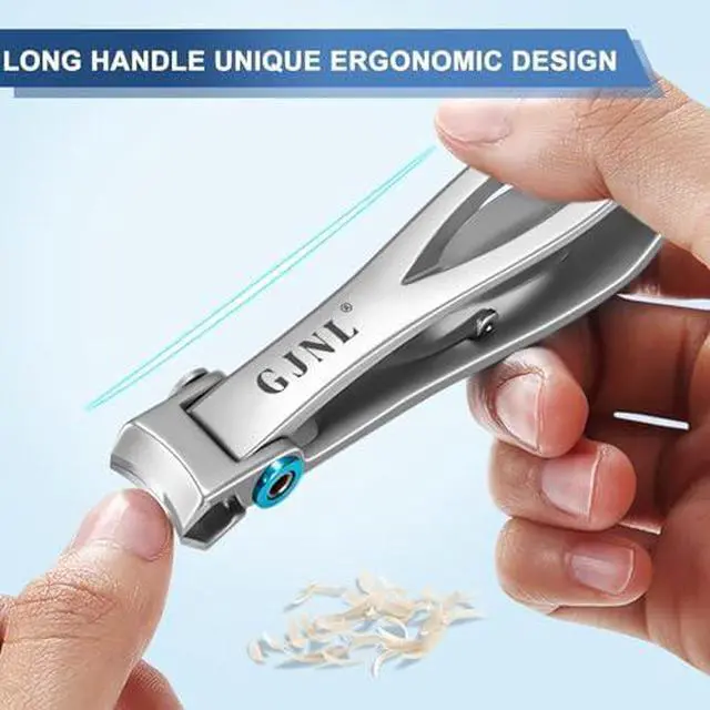 Alt view image 5 of 7 - Toenail Clippers for Thick Nails for Seniors, 3-Pack Ergonomic Heavy Duty Angled Head German Nail Clippers for Men with Catcher, Premium Steel Wide Opening Fingernail Clippers for Men & Women
