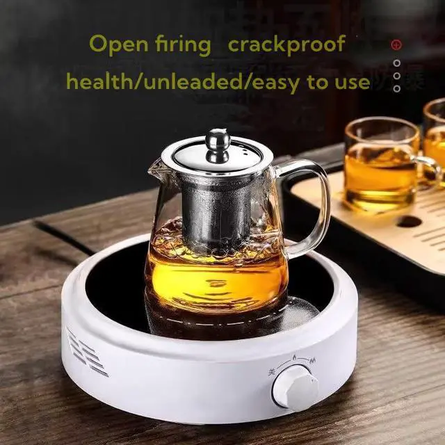 Alt view image 3 of 7 - small Glass Teapot with Removable Infuser, Stovetop Safe Tea Kettle, Blooming and Loose Leaf Tea Maker Set Camping, Travel 550ml