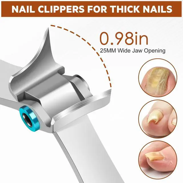 Alt view image 4 of 7 - Toenail Clippers for Thick Toenails for Seniors, Ingrown Slant Toe Nail Clippers with Long Handle & Wide Opening, Large Heavy Duty Nail Clippers for Men with Catcher Nail Cutter Gifts for Men Women