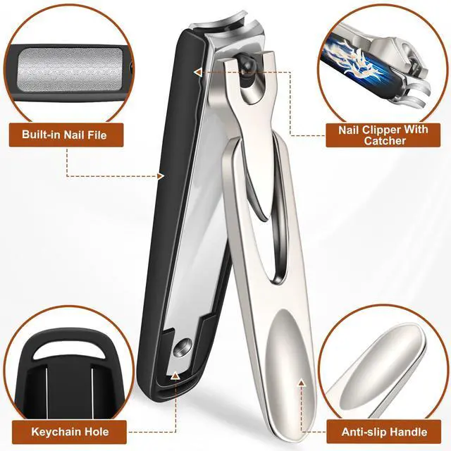 Alt view image 6 of 7 - Toenail Clippers for Thick Toenails for Seniors, Ingrown Slant Toe Nail Clippers with Long Handle & Wide Opening, Large Heavy Duty Nail Clippers for Men with Catcher Nail Cutter Gifts for Men Women