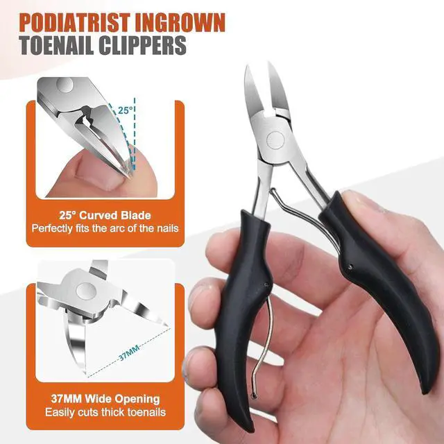 Alt view image 3 of 7 - Toenail Clippers for Thick Toenails for Seniors, Angled Head Large Toe Nail Clippers Set for Men, Heavy Duty Ingrown Toenail Clippers Long Handled, Ultra Sharp Slanted Nail Cutter