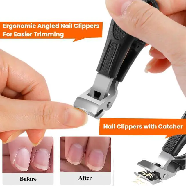 Alt view image 4 of 7 - Toenail Clippers for Thick Toenails for Seniors, Angled Head Large Toe Nail Clippers Set for Men, Heavy Duty Ingrown Toenail Clippers Long Handled, Ultra Sharp Slanted Nail Cutter