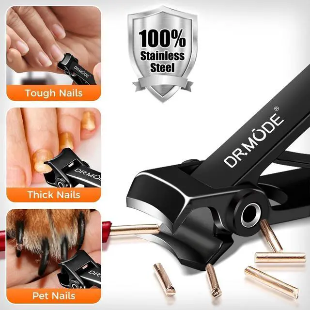 Alt view image 4 of 7 - Toenail Clippers for Thick Toenails for Seniors, Angled Head Long Handled Toe Nail Clippers for Men with Wide Jaw Opening, Heavy Duty Large Finger Nail Clippers Adult Cutter with Catcher, Black