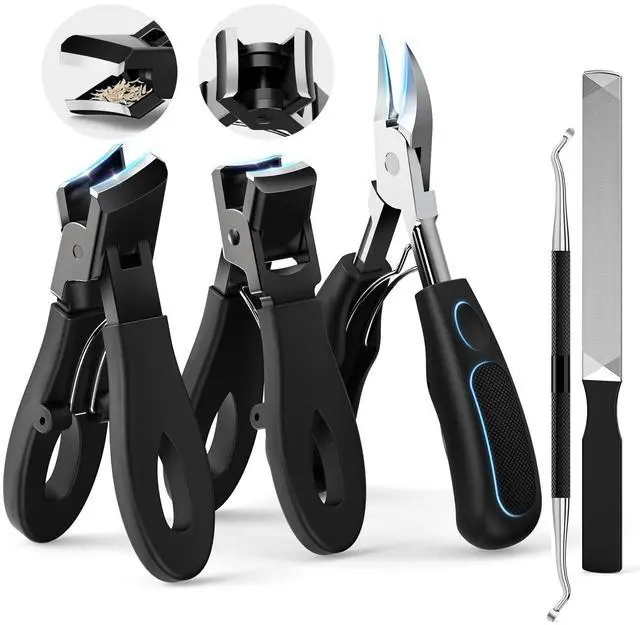Main image of Professional Ingrown Toenail Tools Kit for Seniors,Wide Jaw Straight Nail Clippers,Large Angled Nail Clipper Cutters for Heavy Duty Thick Toe Nails or Fingernail,Manicure Set for Men Women