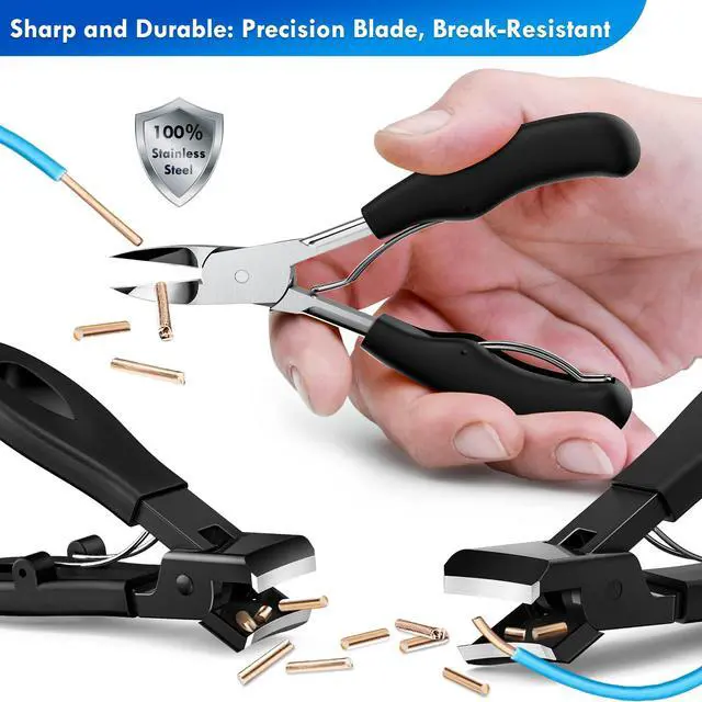 Alt view image 7 of 7 - Professional Ingrown Toenail Tools Kit for Seniors,Wide Jaw Straight Nail Clippers,Large Angled Nail Clipper Cutters for Heavy Duty Thick Toe Nails or Fingernail,Manicure Set for Men Women