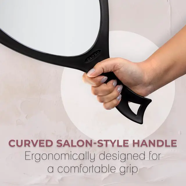 Alt view image 5 of 7 - Salon Professional Extra Large Hand Mirror with Handle, 10" W x 19" L, Multi-Purpose Oval Handheld Mirror with New Distortion-Free Reflection (1, White, Large (Pack of 1))