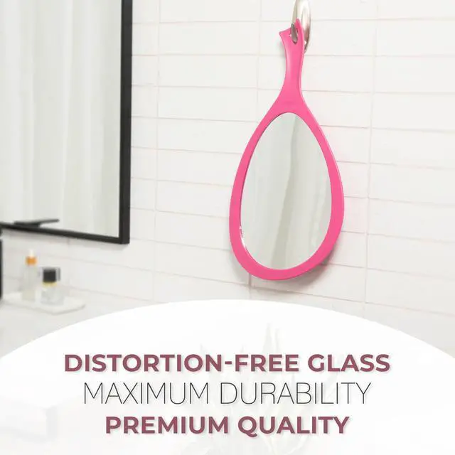 Alt view image 7 of 7 - Salon Professional Extra Large Hand Mirror with Handle, 10" W x 19" L, Multi-Purpose Oval Handheld Mirror with New Distortion-Free Reflection (1, White, Large (Pack of 1))