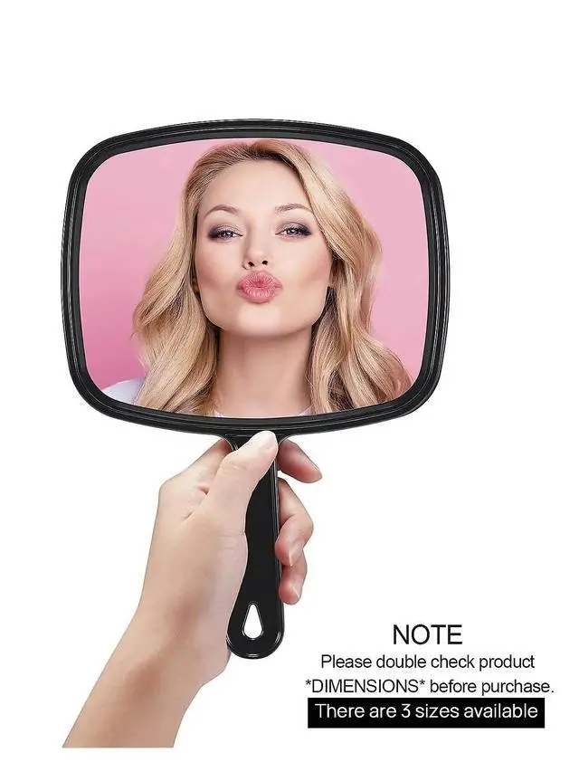Alt view image 2 of 6 - Hand Mirror, 10.3" L x 7.4" W Salon Barber Hairdressing Handheld Mirror with Handle, Square Black